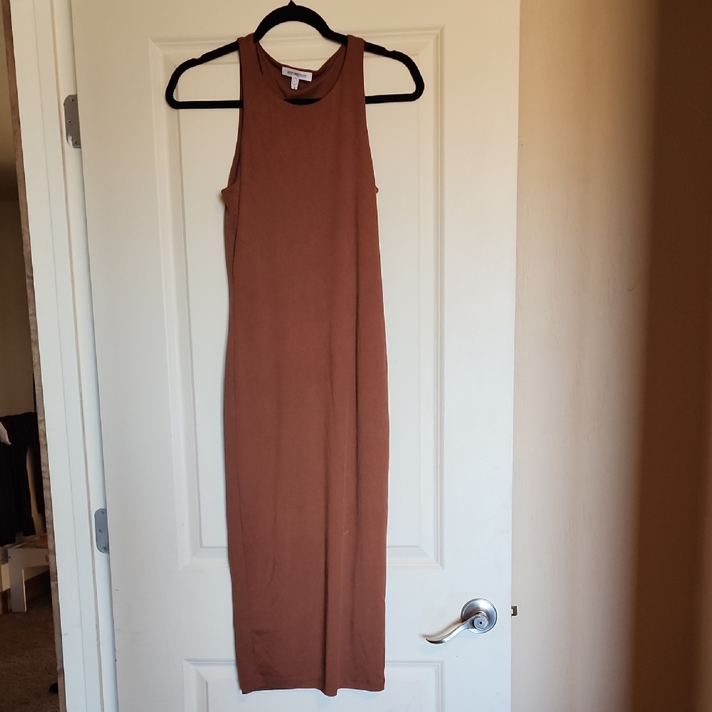 Good American Rust Brown Midi Tank Dress 2 M Ribbed